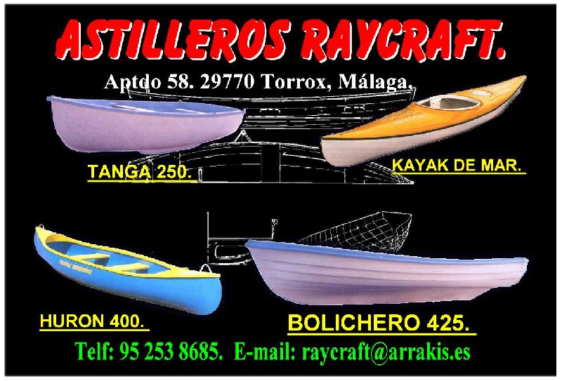 Folleto negro piraguas y barcos.